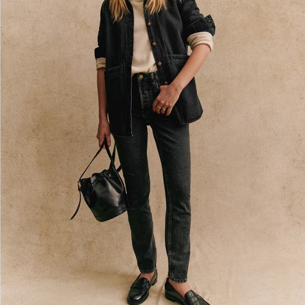 Sezane Will washed Black Jean Jacket
